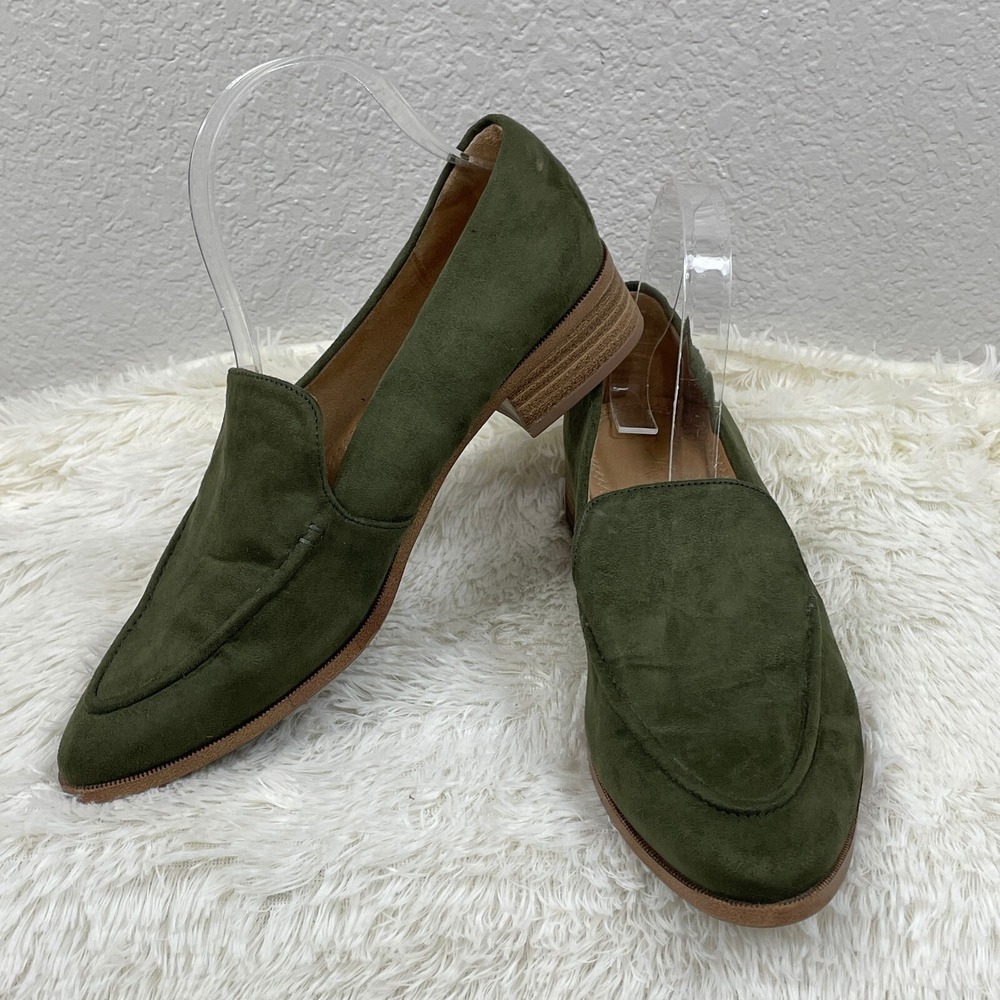 Green Faux Suede Loafers Shoes Target Womens 9 Preppy Old Money Quiet Luxury
